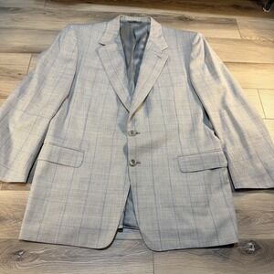 Canali Beige Wool Made in Italy Windowpane Plaid Brown 54R EU